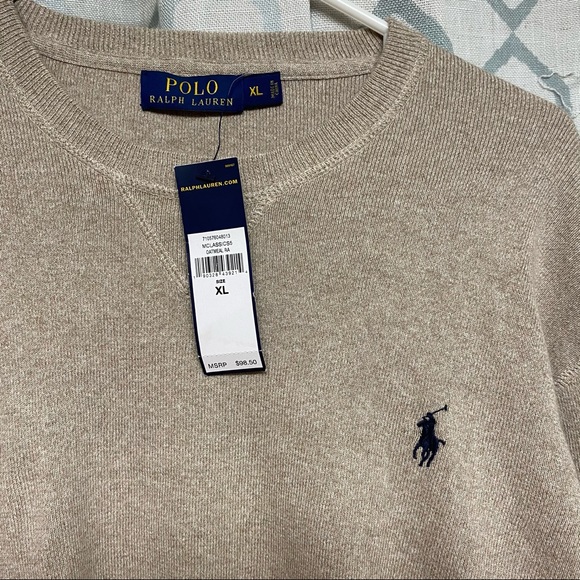 Men’s Polo Sweater Size XL NWT Oatmeal - Picture 3 of 6